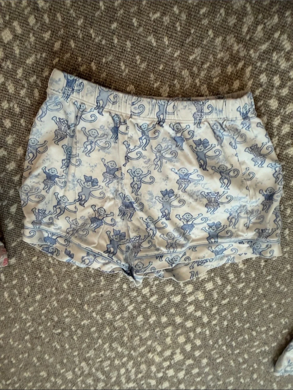 Women’s Short Pajama Set in Light Blue Monkey Print